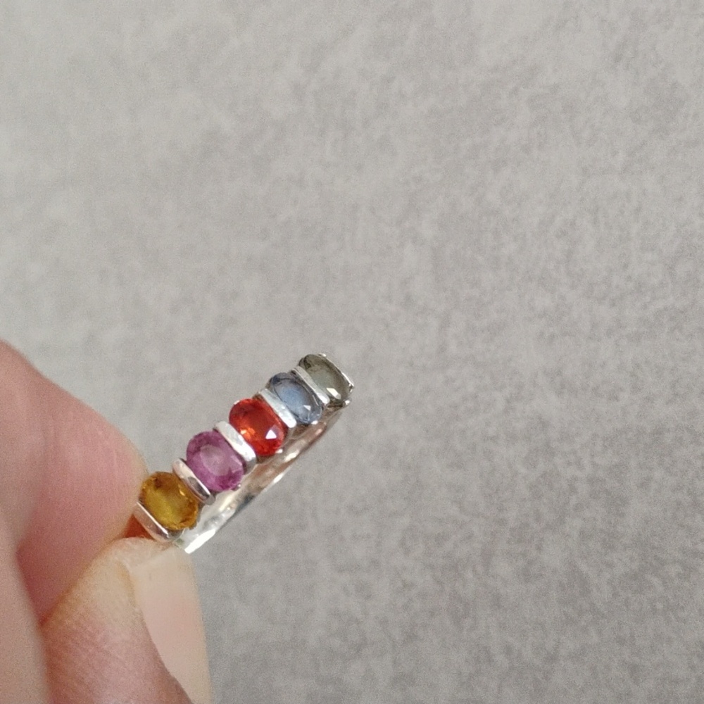 Multicolor Genuine Sapphire Ring - Picture 7 of 11